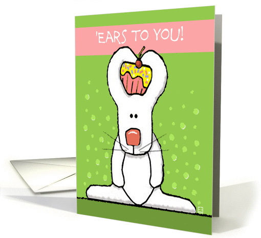 Hoppy Happy Birthday with Cute Cartoon Rabbit and Cake card (616467)