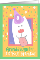 8th Birthday, Granddaughter, Happy Dog, Party Hat card