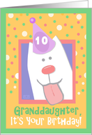 10th Birthday, Granddaughter, Happy Dog, Party Hat card