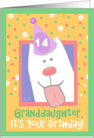 14th Birthday, Granddaughter, Happy Dog, Party Hat card