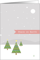 Peace On Earth Christmas Trees Falling Snow Winter Landscape card