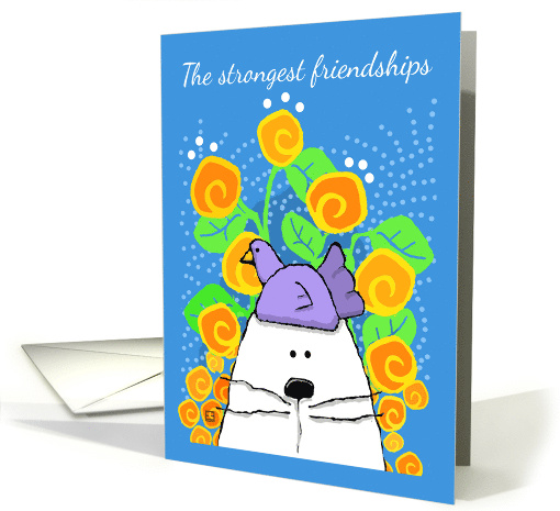 Strongest Friendships Cute Cat Bird Flowers card (936275)