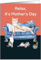 Relax Mother Cat and Kittens card