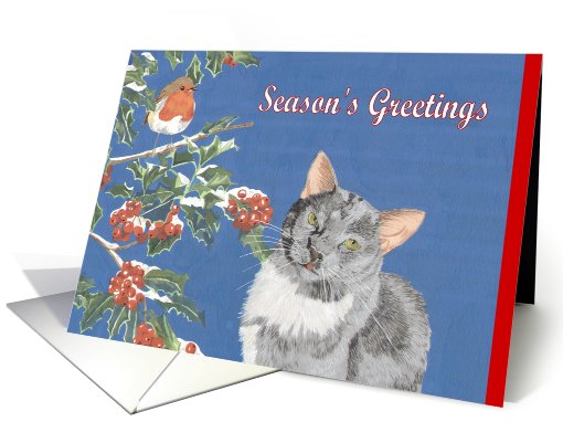Season's Greetings, Watch the Birdie (Cat and Robin) card (693142)