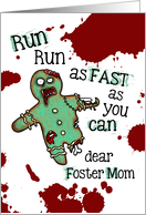 for Foster Mom - Undead Gingerbread Man - Zombie Christmas card