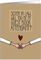 Sister in Law - Will you be my Guest Book Attendant? - Lesbian Wedding card