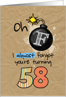 F-bomb birthday - 58 years old card