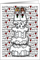 Lesbian Wedding Announcement - Just Married - wedding cake card