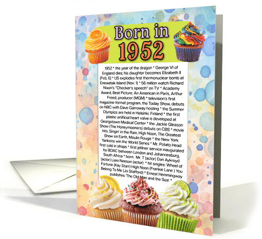 Born in 1952 What Happened in Your Birth Year card (123715)