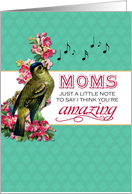 Moms - Singing Bird With Pink Flowers Note for Mother’s Day card