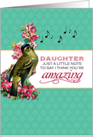 Daughter - Singing Bird With Pink Flowers Note for Mother’s Day card