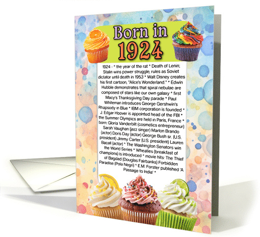 Born in 1924 What Happened in Your Birth Year card (128874)