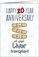 Cute Bandages - Happy 20 year Anniversary - Liver Transplant card