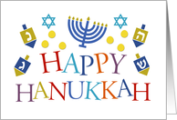 Menorah and Dreidels - Happy Hanukkah card