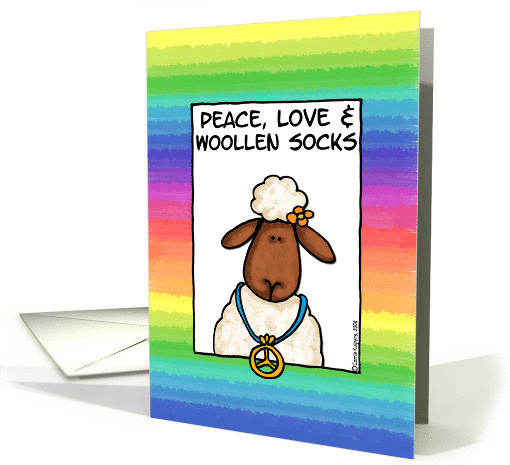 peace, love & woollen socks card (185874)
