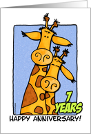 7 Years Wedding Anniversary Giraffe Couple card