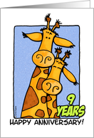 9 Years Wedding Anniversary Giraffe Couple card