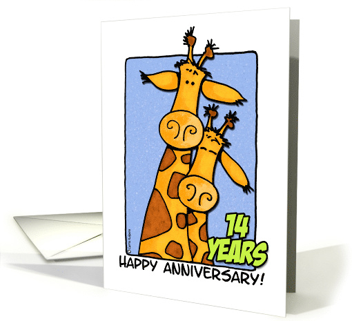 14 Years Wedding Anniversary Giraffe Couple card (204091)