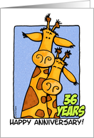 36 Years Wedding Anniversary Giraffe Couple card