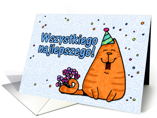 happy birthday cat - Polish card (254461)