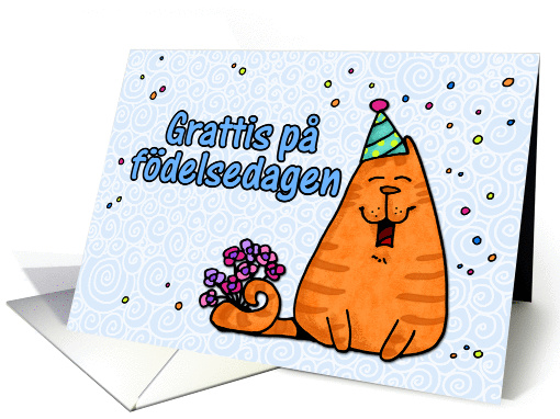 happy birthday cat - Swedish card (254467)