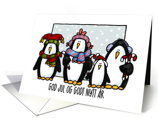 Merry Christmas and Happy New Year Penguins Norwegian card (257535)