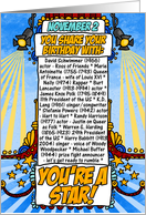 you share your birthday with - november 2 card