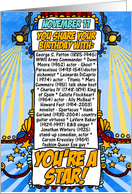 you share your birthday with - november 11 card