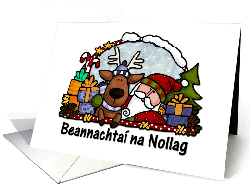 santa and reindeer - irish card (267815)