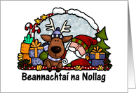 santa and reindeer - irish card