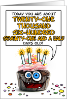 Happy Birthday 59 Years Old Crazy Cupcake Funny Days Old Math card
