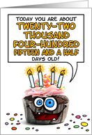 Happy Birthday 61 Years Old Crazy Cupcake Funny Days Old Math card