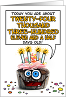 Happy Birthday 66 Years Old Crazy Cupcake Funny Days Old Math card