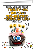 Happy Birthday 71 Years Old Crazy Cupcake Funny Days Old Math card