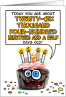 Happy Birthday 72 Years Old Crazy Cupcake Funny Days Old Math card