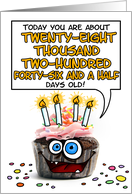 Happy Birthday 77 Years Old Crazy Cupcake Funny Days Old Math card