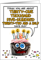 Happy Birthday 86 Years Old Crazy Cupcake Funny Days Old Math card