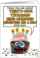 Happy Birthday 98 Years Old Crazy Cupcake Funny Days Old Math card