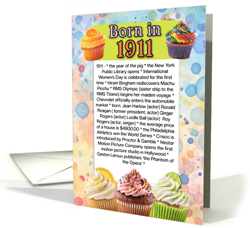 Born in 1911 What Happened in Your Birth Year card (287377)