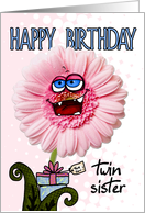 happy birthday flower - twin sister card