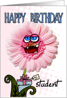happy birthday flower - student card