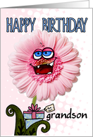 happy birthday flower - grandson card