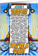 you share your birthday with - march 1 card