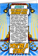 you share your birthday with - march 4 card