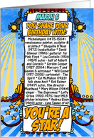 you share your birthday with - march 6 card