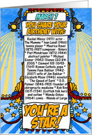 you share your birthday with - march 7 card