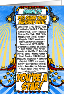 you share your birthday with - march 29 card