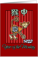 born in 1920 - year of the Monkey card