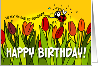 Happy Birthday tulips - teacher card