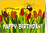 Happy Birthday tulips - sweet love card